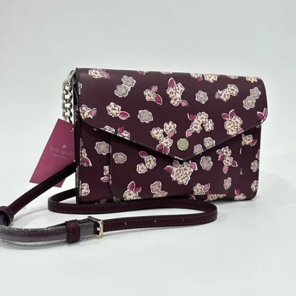 Kate Spade Tinsel Flap CrossbodyClutch Bag with Floral Print